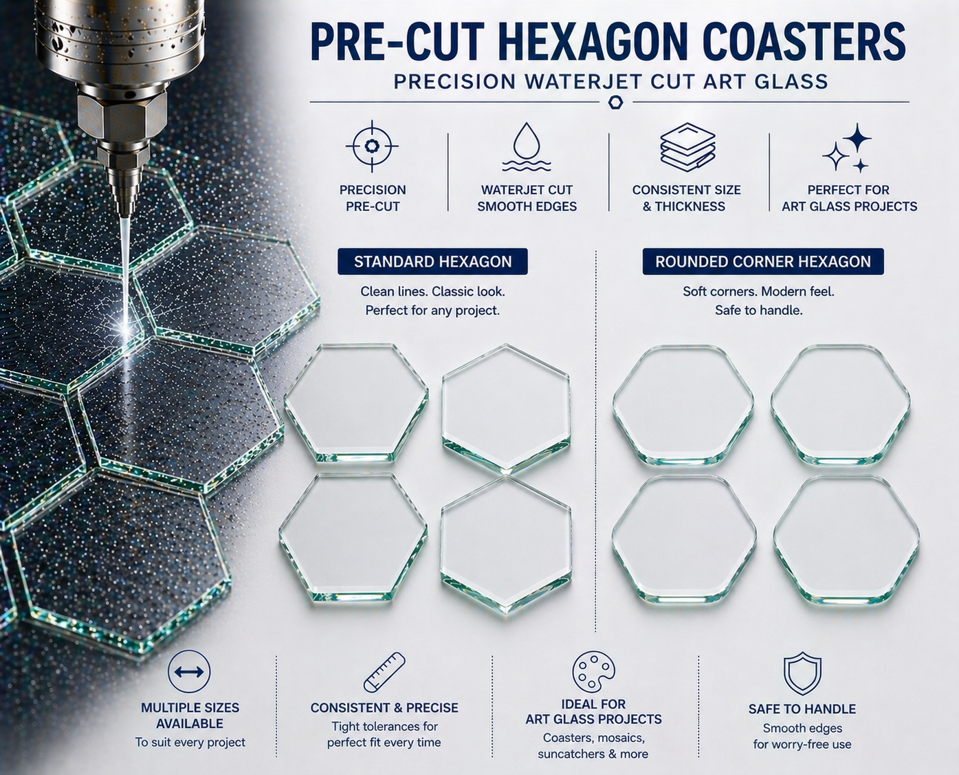 Pre-Cut Coaster Blanks - Hexagon